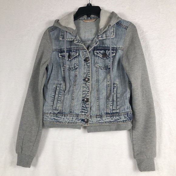 Highway Jeans Girls Denim Jacket Size S Hooded Sweatshirt Button Up Casual - Picture 3 of 15